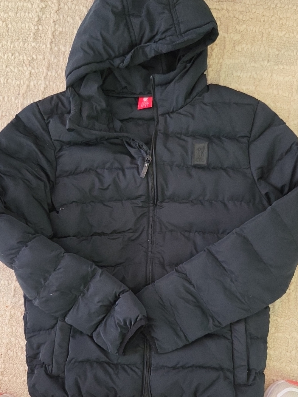 Liverpool Black Hooded Puffer Jacket, Official Liverpool Jacket, S